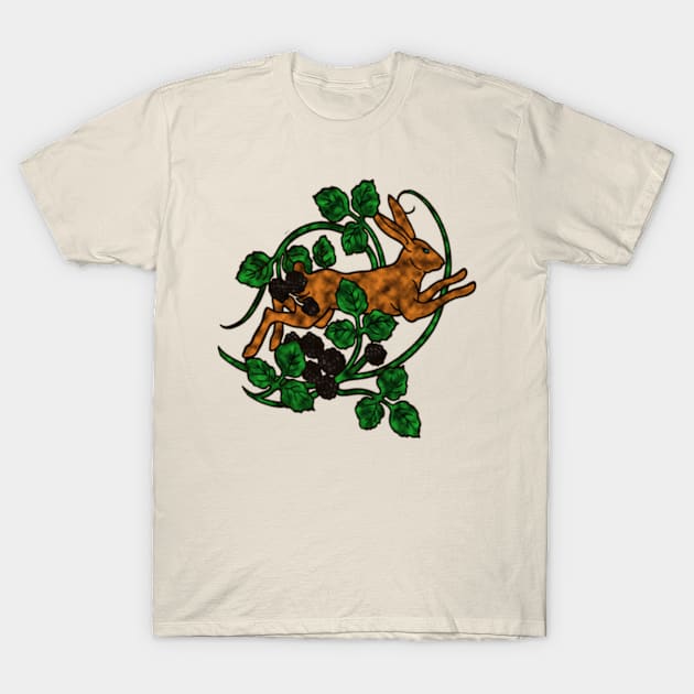 Hare and Blackberries T-Shirt by Izmet